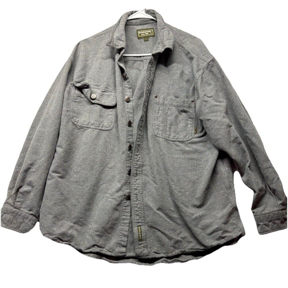 Vintage M. Fine & Sons Chamois Flannel Shirt Mens L OVERSIZED Gray Gorpcore
